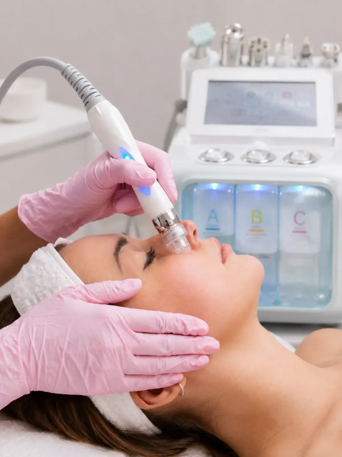 Hydrogen facial cleansing before RF lifting in Krakow